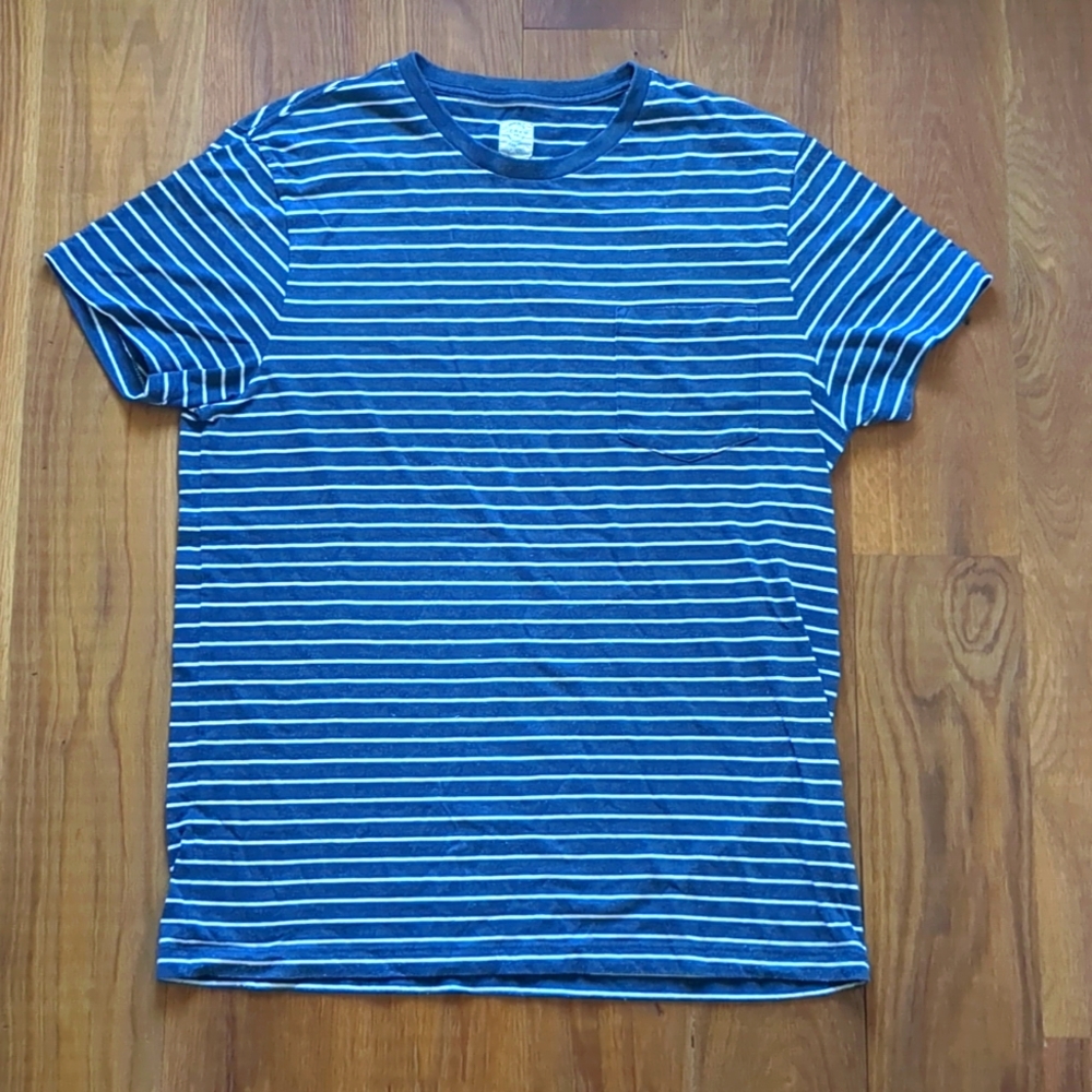 J Crew Striped Pocket T Large